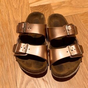 Girls rose gold Birkenstock sandals